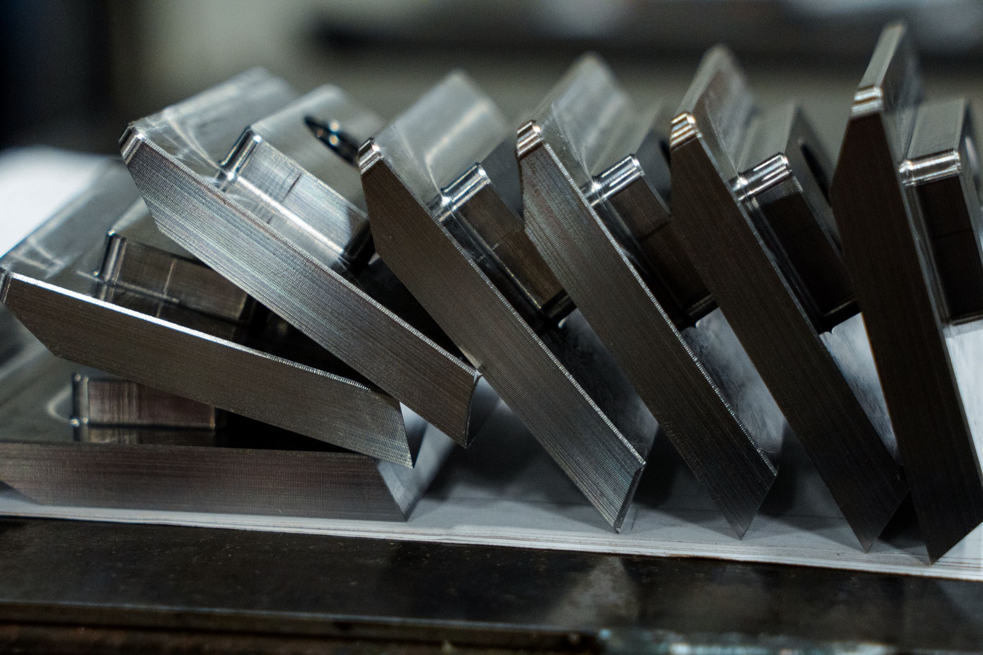 Precision-Machined Steel Components on Inspection Layout, USA